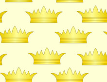 Decorative Vector Seamless Pattern With Golden Crowns
