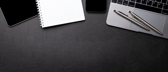 Tablet and smartphone with blank screen