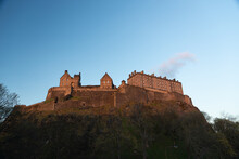 View Of Scenic City Of Edinburgh, Scotland. Scenic View Of Castle In Edinburgh, Scotland