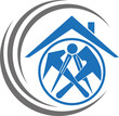 Dachdeckerwerkzeuge und Kreise, Werkzeuge, Dachdecker Logo, Icon