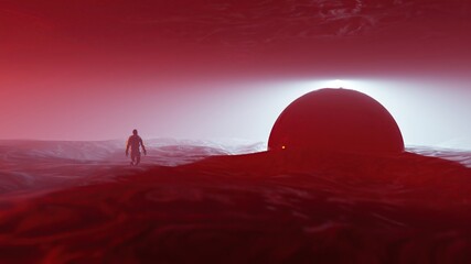 Wall Mural - 3d illustration - Sci-fi landscape digital  background.