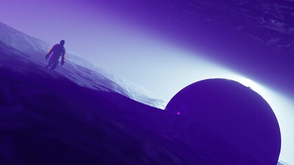 Wall Mural - 3d illustration - Sci-fi landscape digital  background.