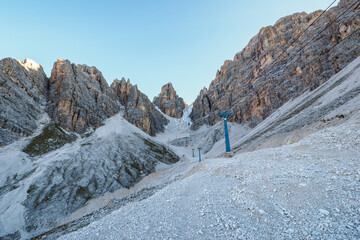 Wall Mural - Staunies historic cable car leading to Ivano Dibona via ferrata route in Dolomiti mountains, Italy