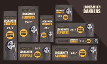 Locksmith Urgency Services And Repairs Website Banners, Google Ads, Post And Stories