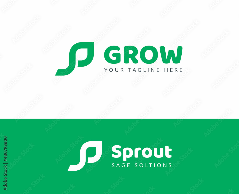 Abstract Leaf growth logo design Stock Vector | Adobe Stock