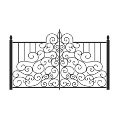 Fence gate vector icon.Black vector icon isolated on white background fence gate.