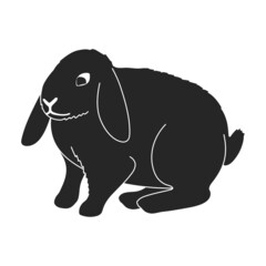 Wall Mural - Rabbit vector black icon. Vector illustration bunny on white background. Isolated black illustration icon of rabbit.