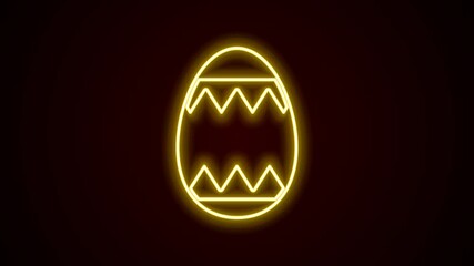 Sticker - Glowing neon line Easter egg icon isolated on black background. Happy Easter. 4K Video motion graphic animation