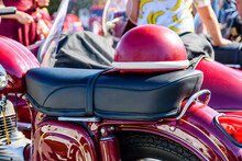 Closeup Of The Retro Motorcycle On Street Fair