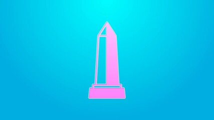 Sticker - Pink line Obelisk of Alexandria icon isolated on blue background. Stone monument. Historical monument. High pillar memorial and column. 4K Video motion graphic animation