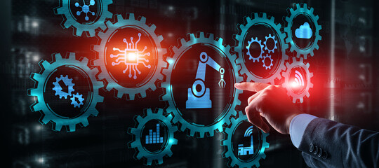 Wall Mural - rpa robotic process automation system artificial intelligence.