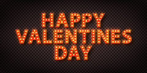 Wall Mural - Vector realistic isolated marquee retro text of Happy Valentine's Day for decoration and covering on the transparent background.