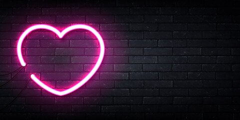 Wall Mural - vector realistic isolated neon sign of heart with copy space for decoration and covering on the wall