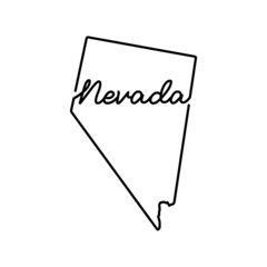 Wall Mural - Nevada US state outline map with the handwritten state name. Continuous line drawing of patriotic home sign. A love for a small homeland. T-shirt print idea. Vector illustration.