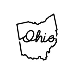 Canvas Print - Ohio US state outline map with the handwritten state name. Continuous line drawing of patriotic home sign. A love for a small homeland. T-shirt print idea. Vector illustration.