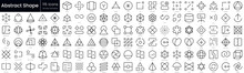 Abstract Outline Icon Set. Editable Stroke Thin Line Icons Collection Contains Such Icons As Export, Sphere, Refraction, Association, Display, Badge, Symmetry And More
