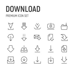 Wall Mural - Set of download line icons.