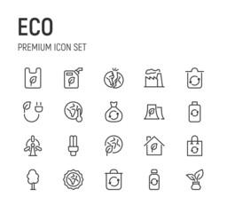 Poster - Set of eco line icons.