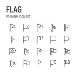 Canvas Print - Set of flag line icons.