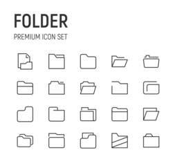 Canvas Print - Set of folder line icons.