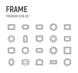 Poster - Set of frame line icons.