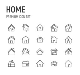 Wall Mural - Set of home line icons.