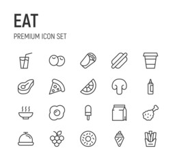 Poster - Set of eat line icons.