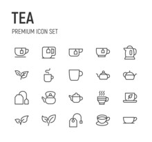 Set Of Tea Line Icons.
