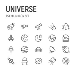 Canvas Print - Set of universe line icons.