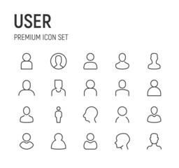 Wall Mural - Set of user line icons.