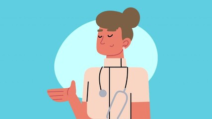 Poster - female doctor worker with stethoscope animation