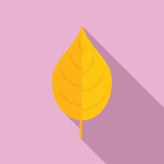 Poster - Yellow autumn leaf icon flat vector. Tree plant