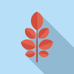 Canvas Print - Red leaf branch icon flat vector. Autumn fall