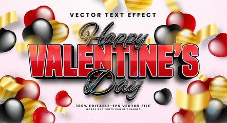 Wall Mural - Happy valentine's day editable text style effect. 3D valentine text suitable for romantic or valentine themes.