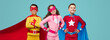 © kegfire - Company of superhero kids in studio