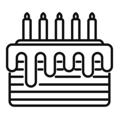 Wall Mural - Candle cake icon outline vector. Chocolate party