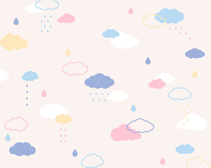 Wall Mural - a pattern composed of cute pastel colored clouds. simple pattern design template.