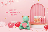 3d teddy bear romantic scene design