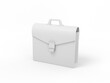 White one color briefcase on a white flat background. Minimalistic design object. 3d rendering icon ui ux interface element.