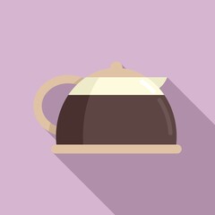 Sticker - Glass coffee pot icon flat vector. Espresso cup