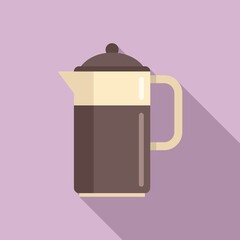 Sticker - Home coffee pot icon flat vector. Espresso cup