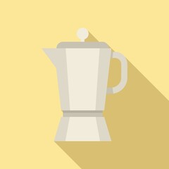 Sticker - Steam coffee pot icon flat vector. Cafe hot