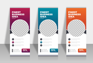 Poster - Creative business agency roll up banner design or pull up banner template