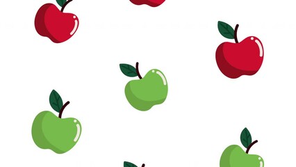 Poster - fresh apples fruits pattern animation