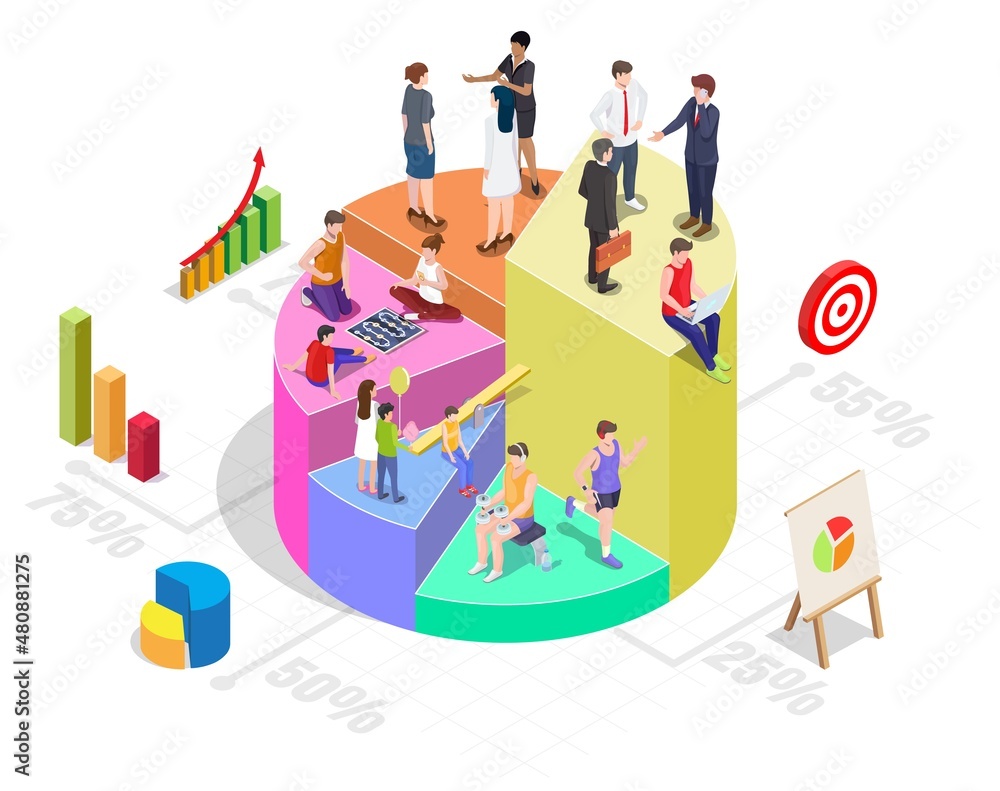 Customer Segmentation Target Audience Analysis Vector Isometric