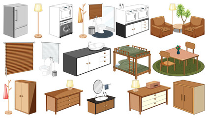 Poster - Set of interior furniture and decorations