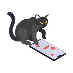 Sticker - Isometric Cat Playing