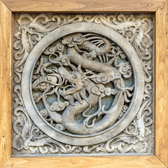 Sticker - Chinese architectural stone carving round dragon pattern