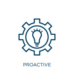 proactive icon. Thin linear proactive, assistance, emergency outline icon isolated on white background. Line vector proactive sign, symbol for web and mobile