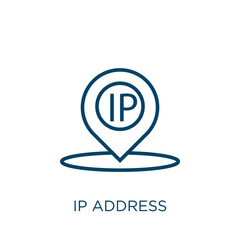 ip address icon. Thin linear ip address, ip, internet outline icon isolated on white background. Line vector ip address sign, symbol for web and mobile